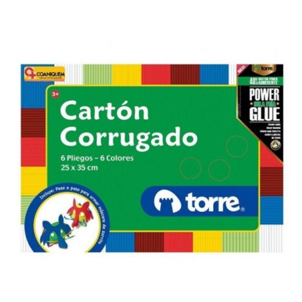 Cartón Corrugado 6 pliegos / 6 colores 25x35cms Torre-0