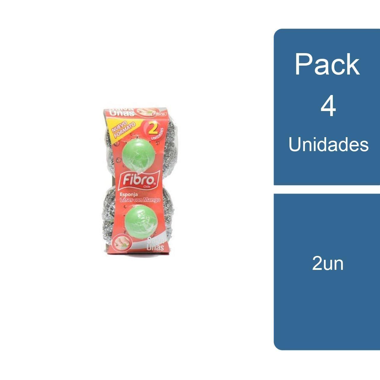Pack 4 Esponja Virutilla Laser con Mango 2un Fibro-0