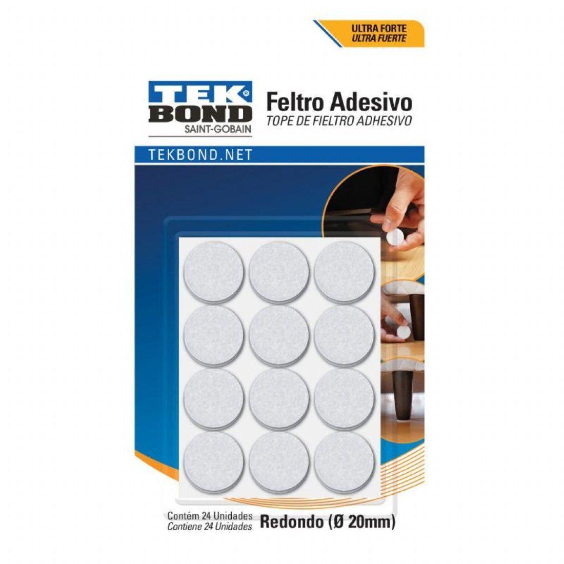 Fieltros Adhesivos Redondo 20mm Blanco 24un. Tekbond-0