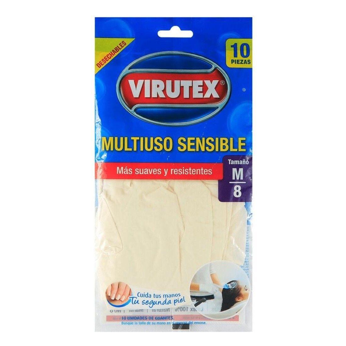 Guantes Multiuso Uso Sensible Desechable M 10un Virutex-0