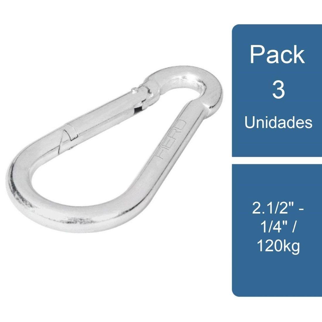Pack 3 Mosquetón 2.1/2" - 1/4" / 120kg Fiero-0