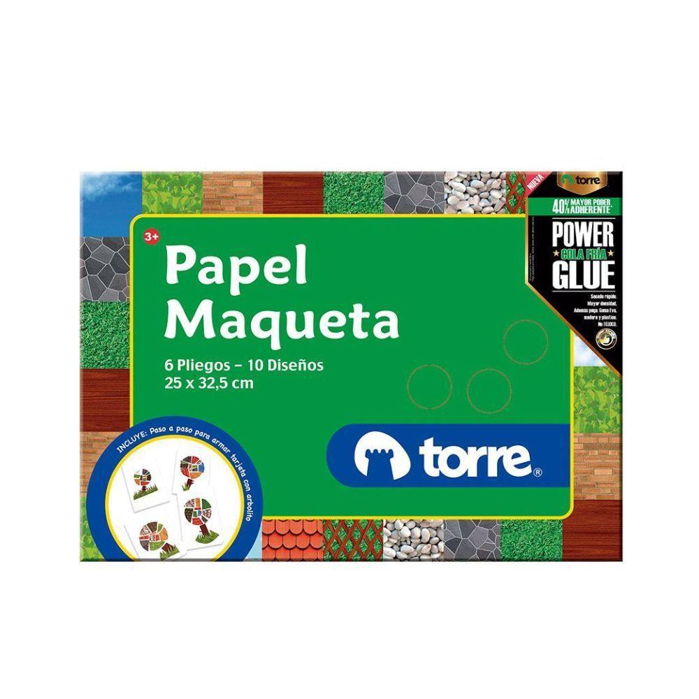 Papel Maqueta 6 pliegos / 10 diseños 25x32.5cms Torre-0