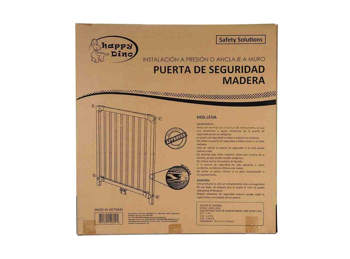 Reja De Seguridad Para Bebés Madera 74-82cms Happy Dino-1