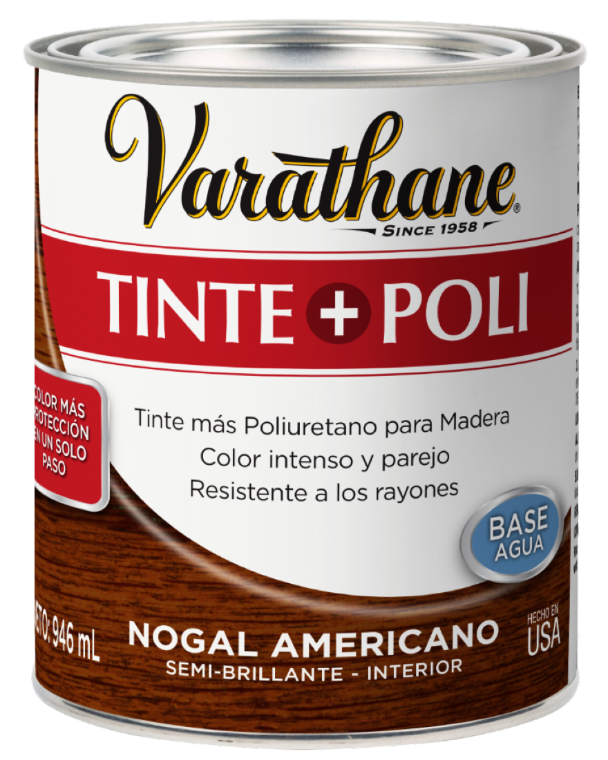 Barniz Poli+Tinte Base Agua 946ml Nogal Americano Varathane-0