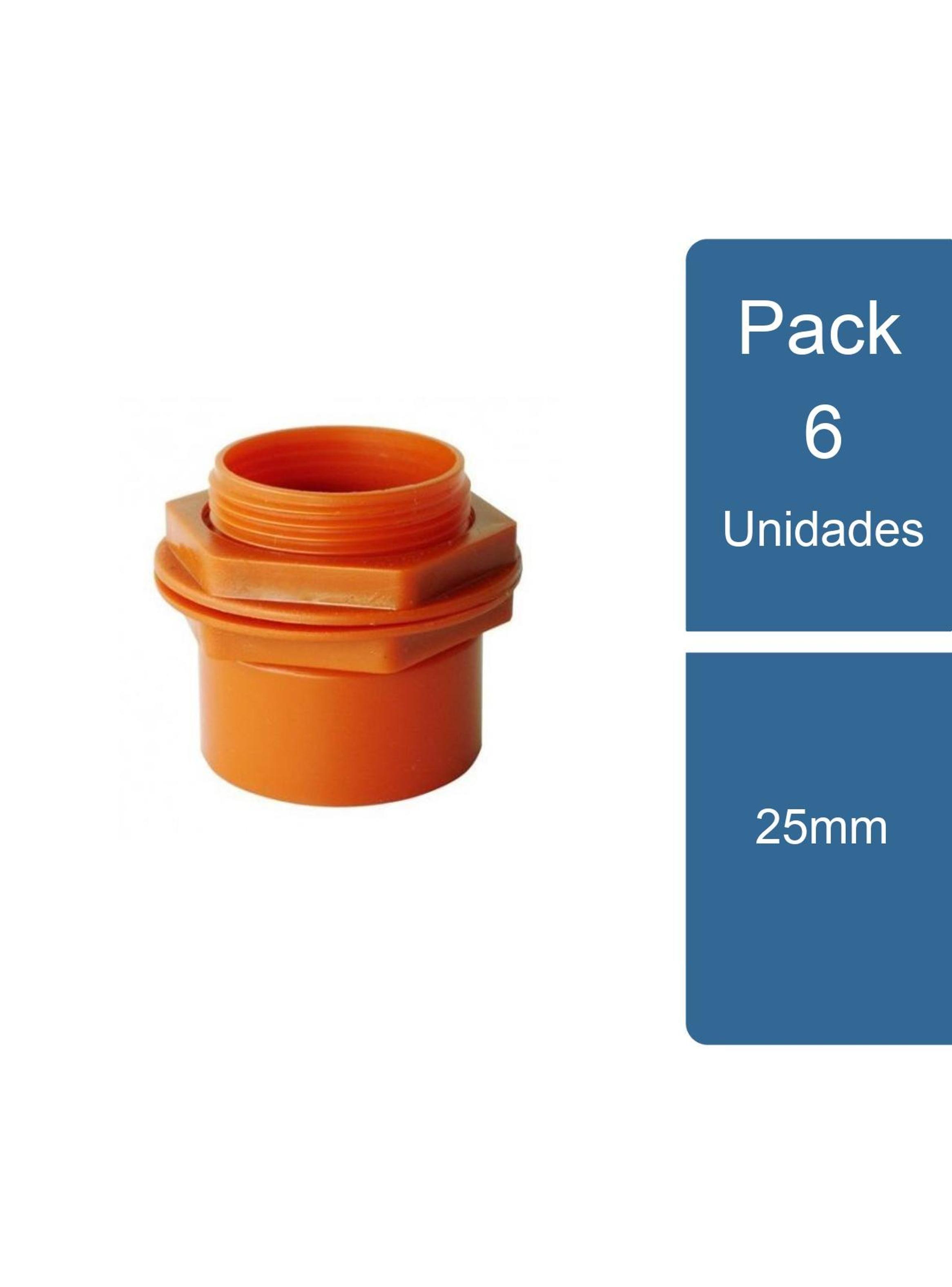 Pack 6 Terminal PVC Conduit HE con tuerca 25mm PVC-0