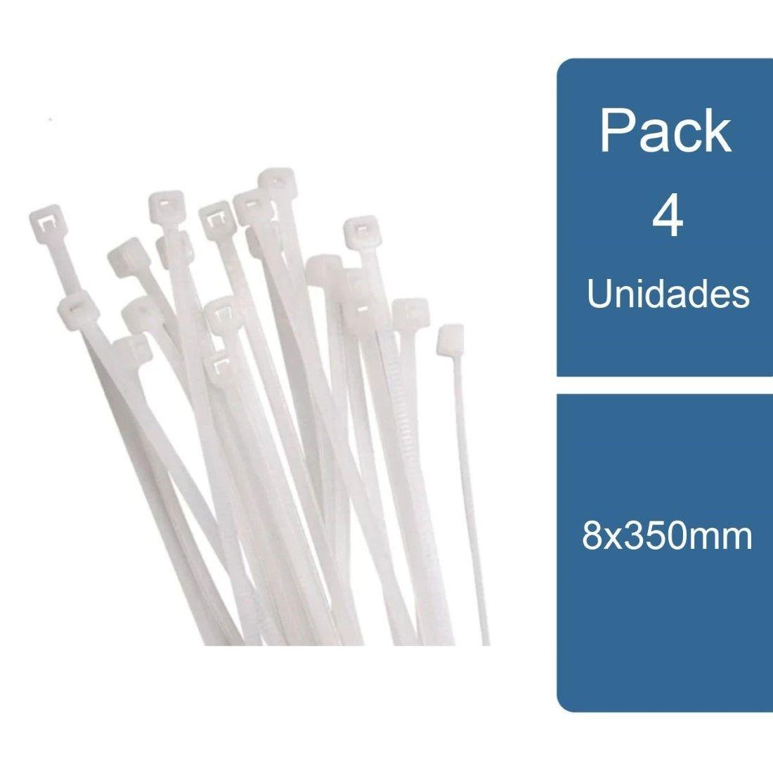 Pack 4 Amarras plásticas blancas 100un 8x350mm Genérico-0