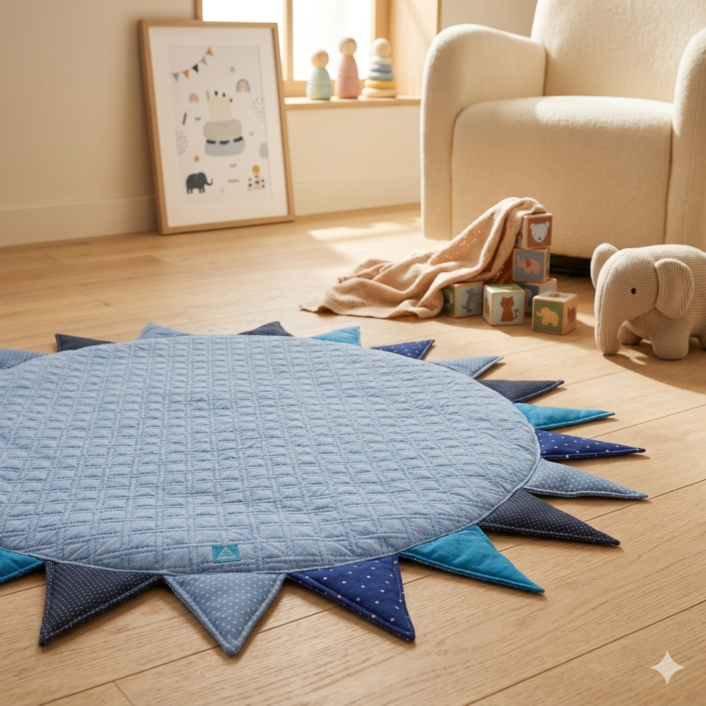 PLAYMAT ALFOMBRA DE JUEGOS REDONDA MODELO AZUL-3