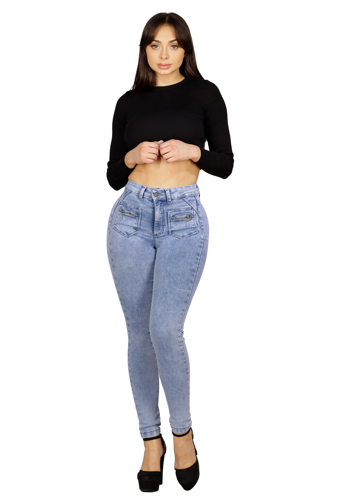 Jeans Pitillo Celeste Mujer Dirty-0