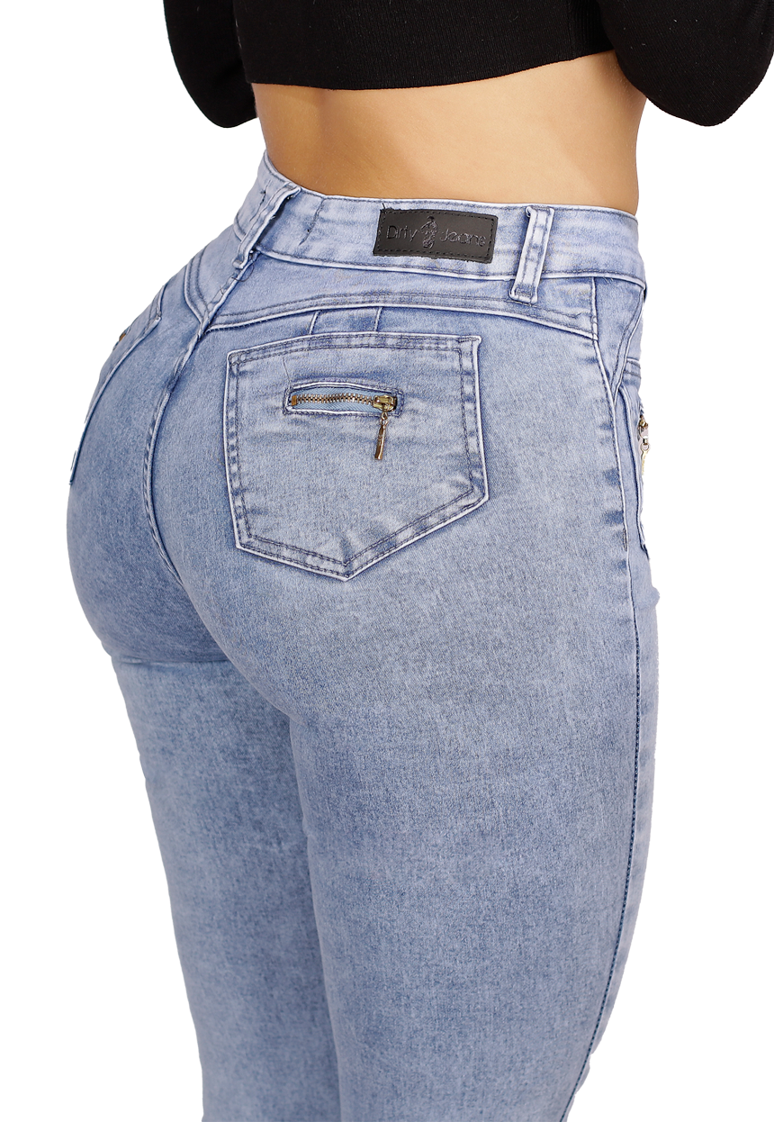 Jeans Pitillo Celeste Mujer Dirty-3