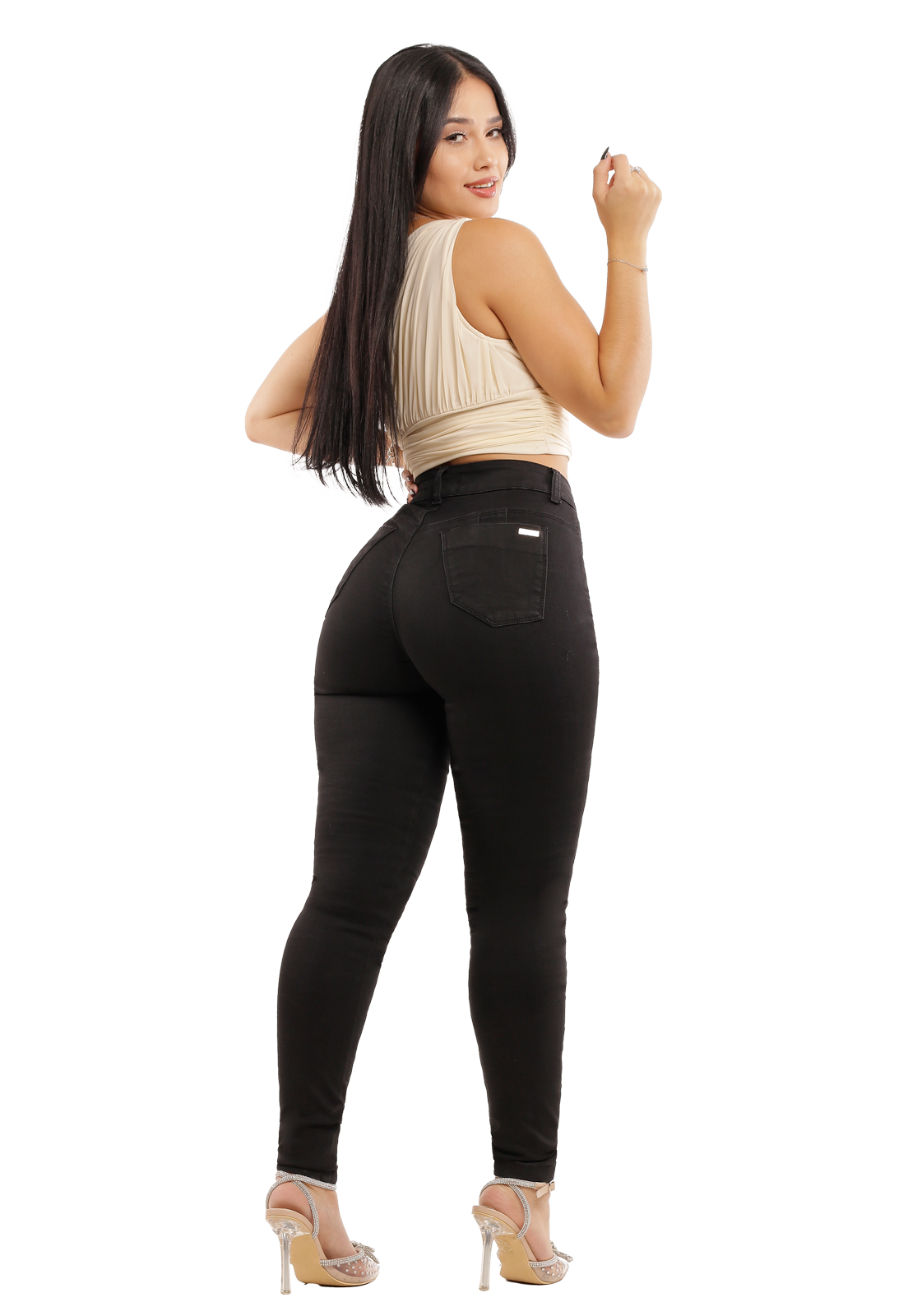 Jeans Pitillo Elasticado Negro Mujer Dirty-1