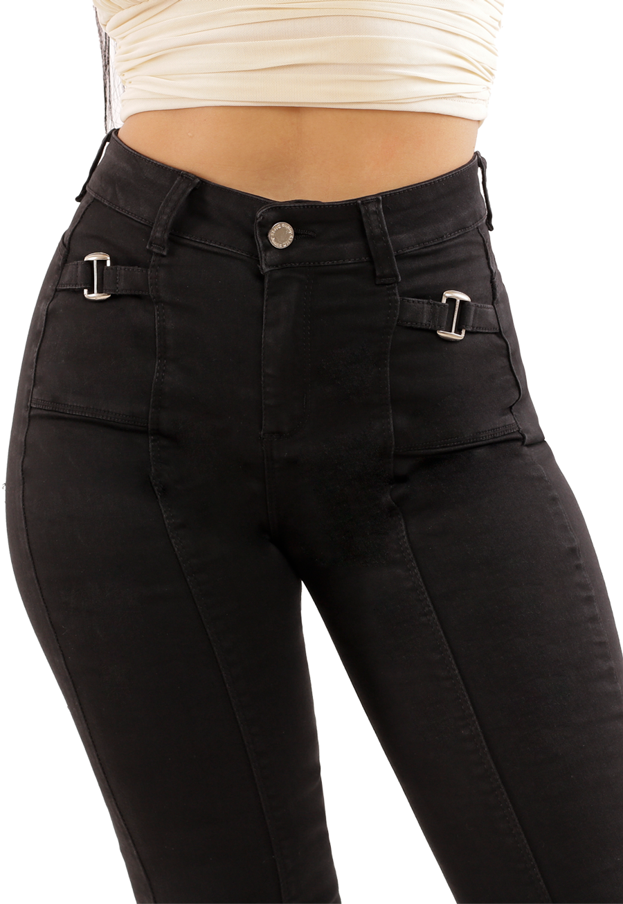Jeans Pitillo Elasticado Negro Mujer Dirty-2