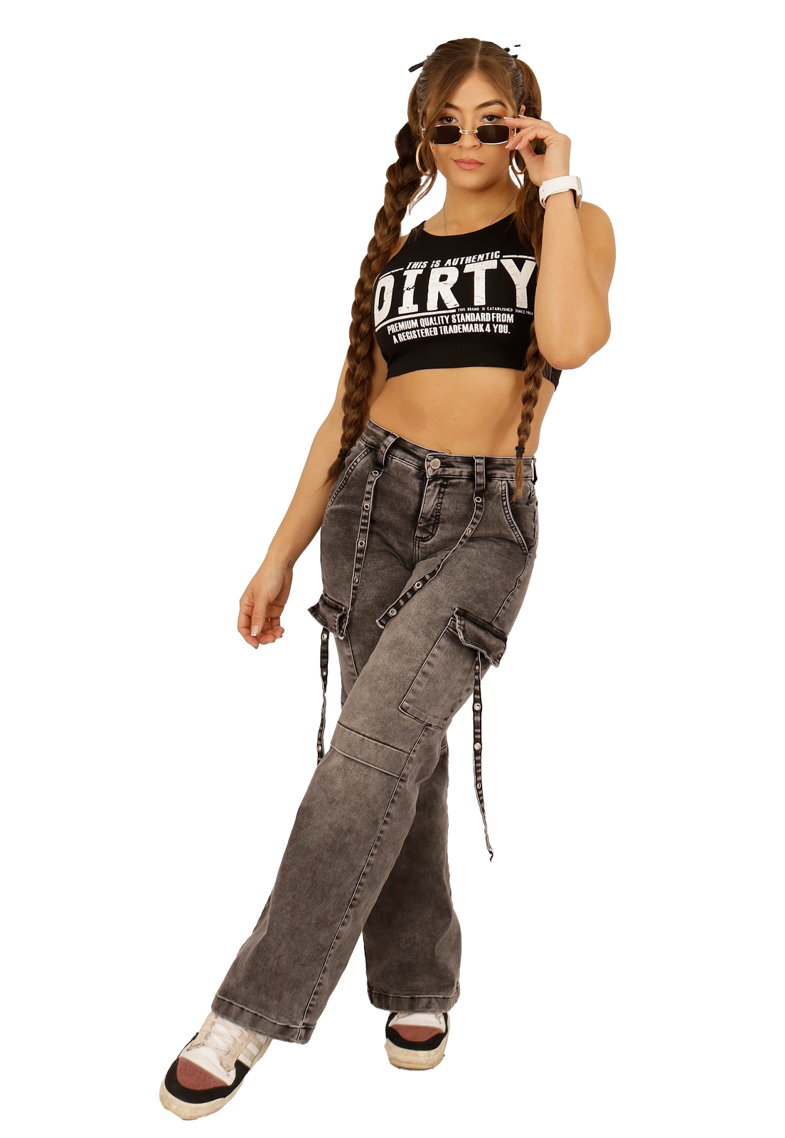 JEANS CARGO GRIS MUJER JE3702G-0