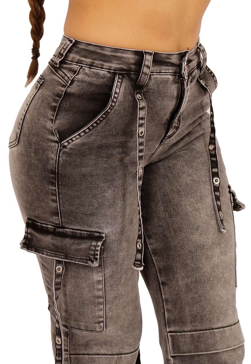 JEANS CARGO GRIS MUJER JE3702G-2