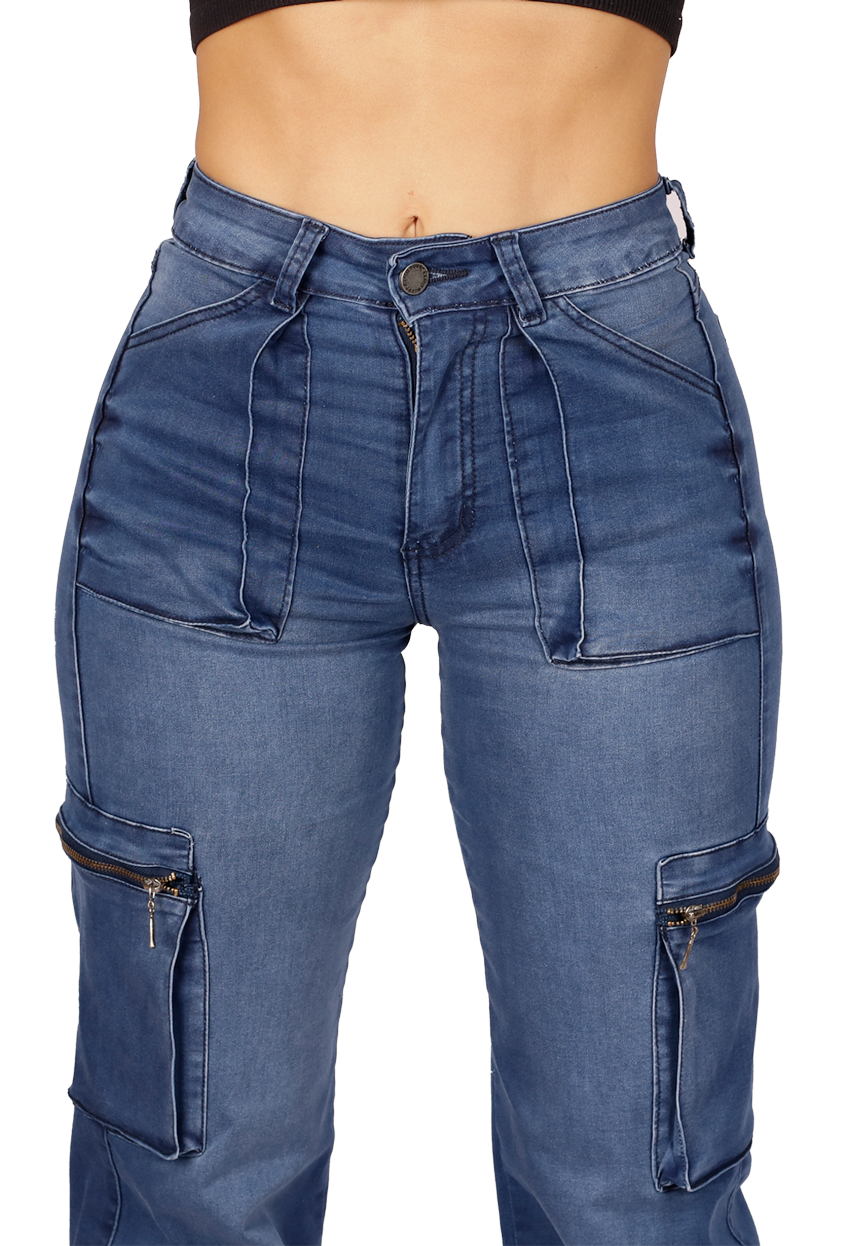 Jeans Cargo Azul Mujer JE3512A-2