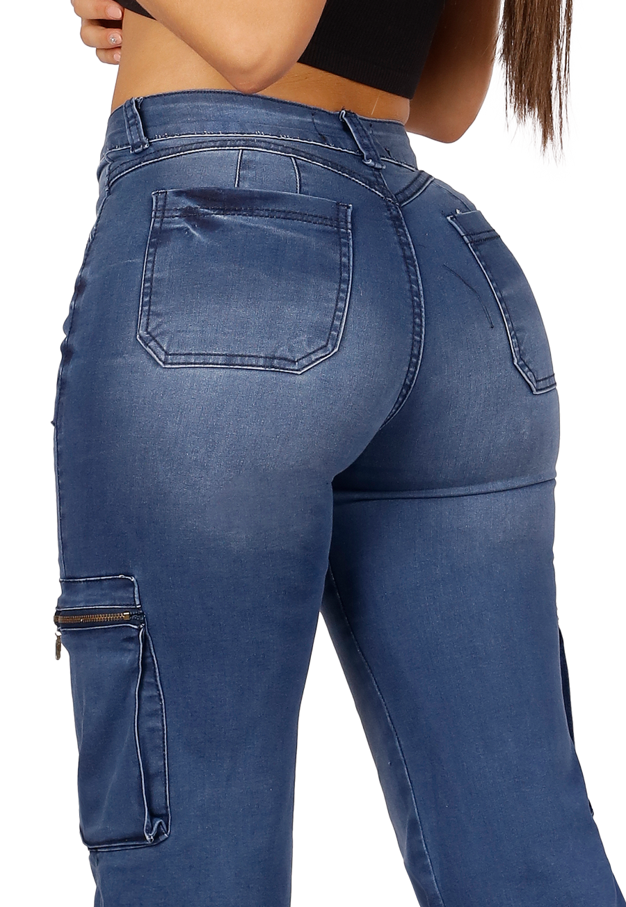 Jeans Cargo Azul Mujer JE3512A-3