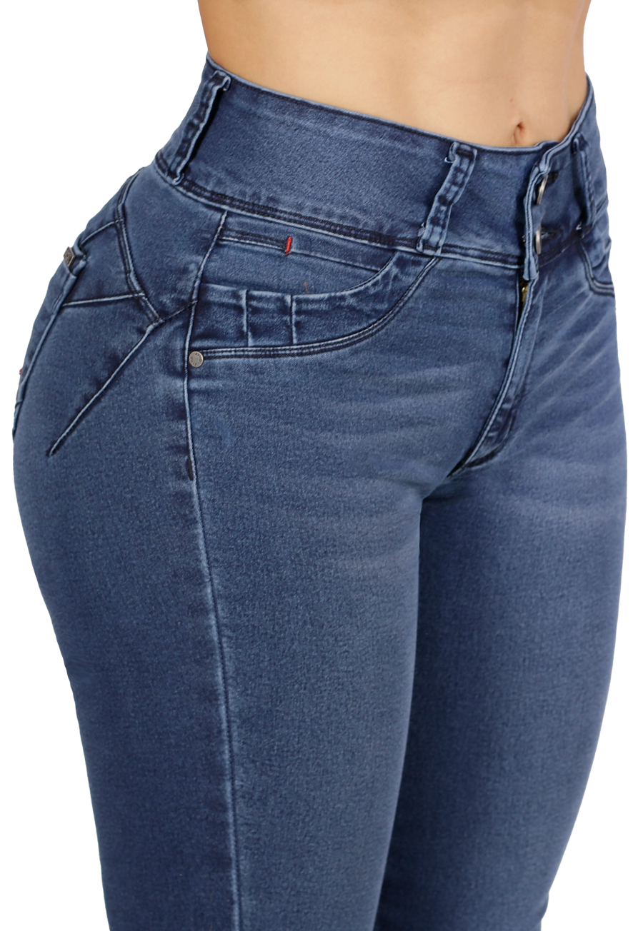 Jeans Pitillo de dos botones Azul Mujer Dirty-2