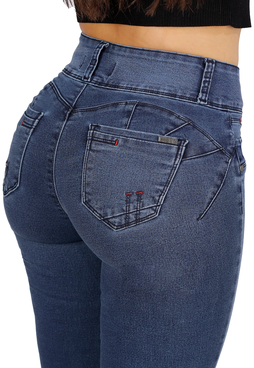 Jeans Pitillo de dos botones Azul Mujer Dirty-3