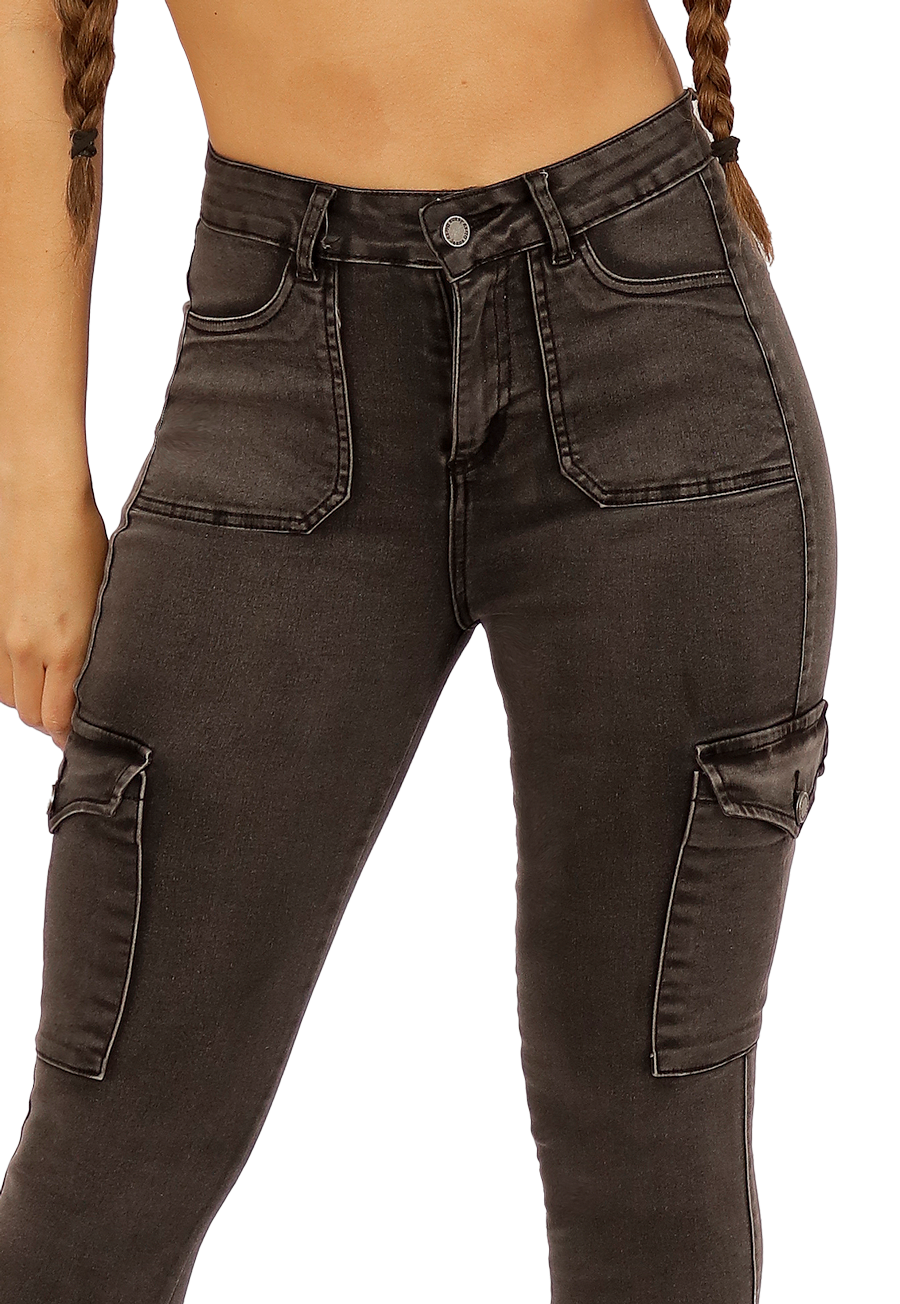 JEANS CARGO PITILLO GRIS MUJER JE3707G-2