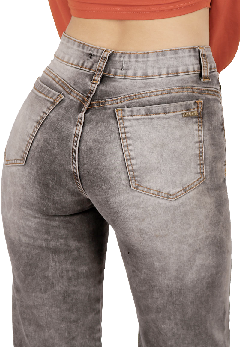Jeans Flare Gris Mujer-3
