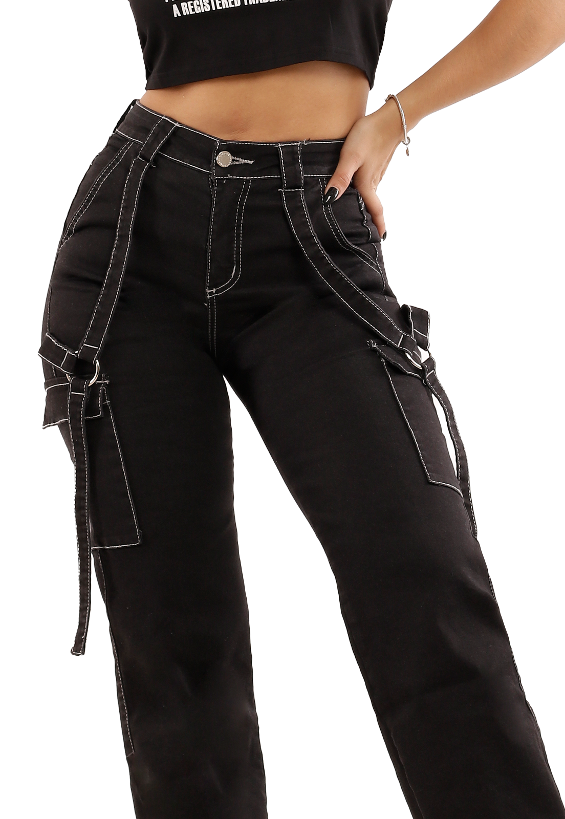 Jeans Mujer Cargo Negro JE3627N-2