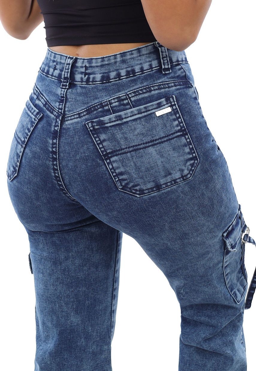 JEANS CARGO AZUL MUJER JE3916A-3