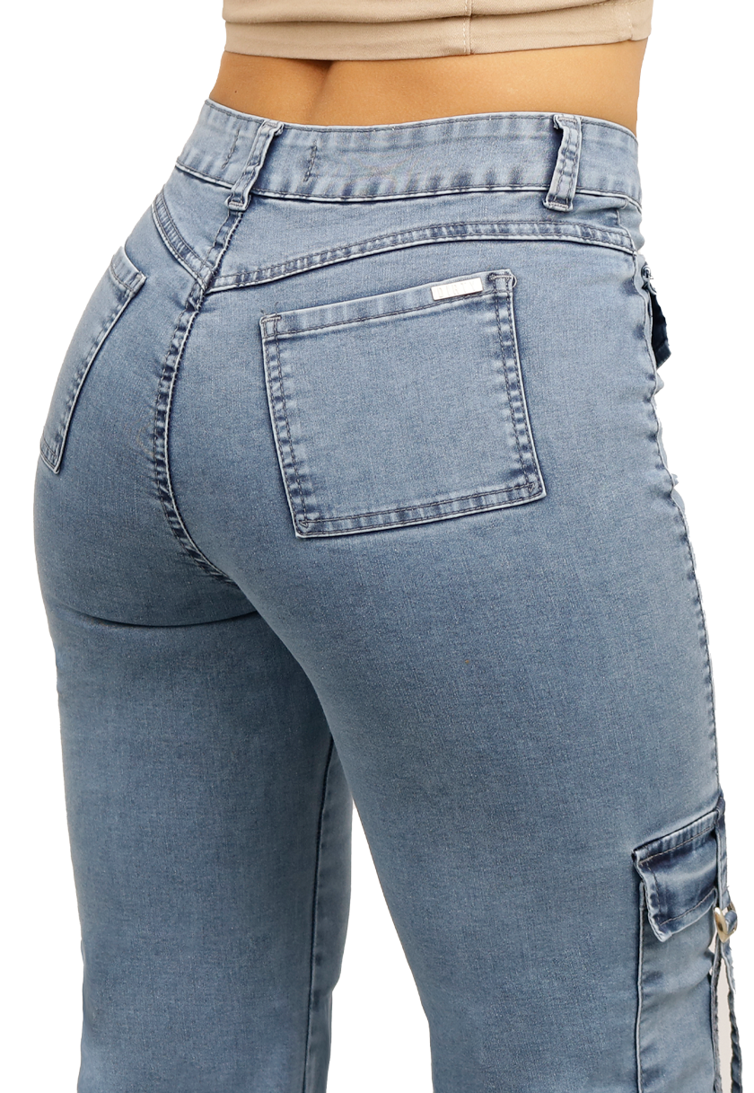 JEANS CARGO CELESTE MUJER JE3743C-3