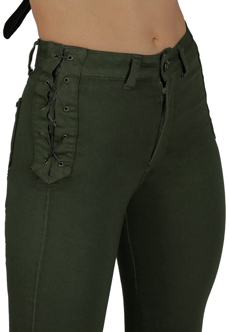 Jeans Pitillo Verde Mujer-2