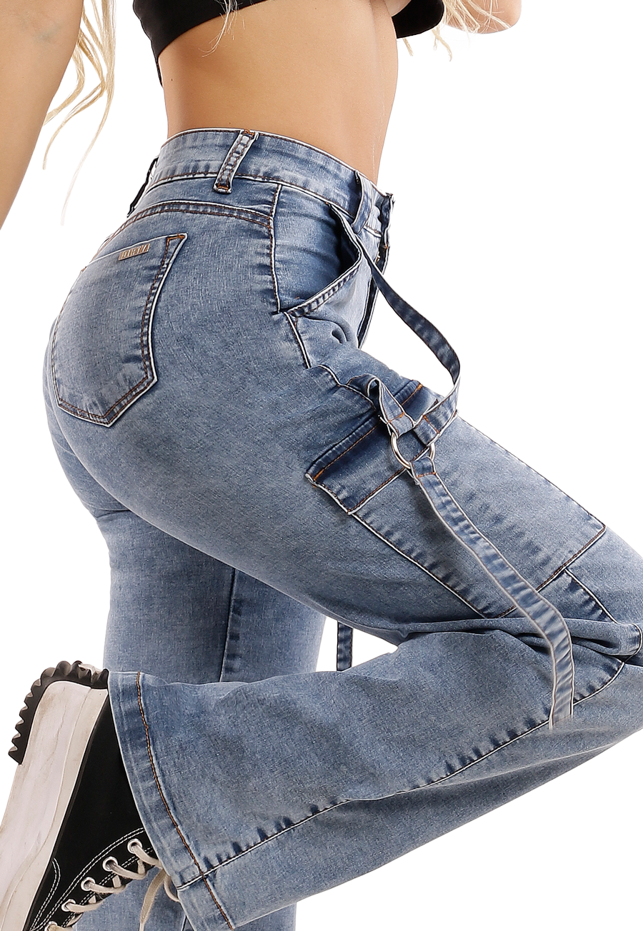 Jeans Mujer Celeste Cargo JE3627C-3