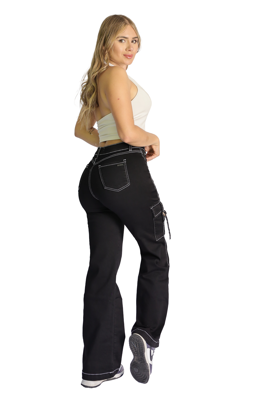 Jeans Cargo Negro Mujer JE3978N-1