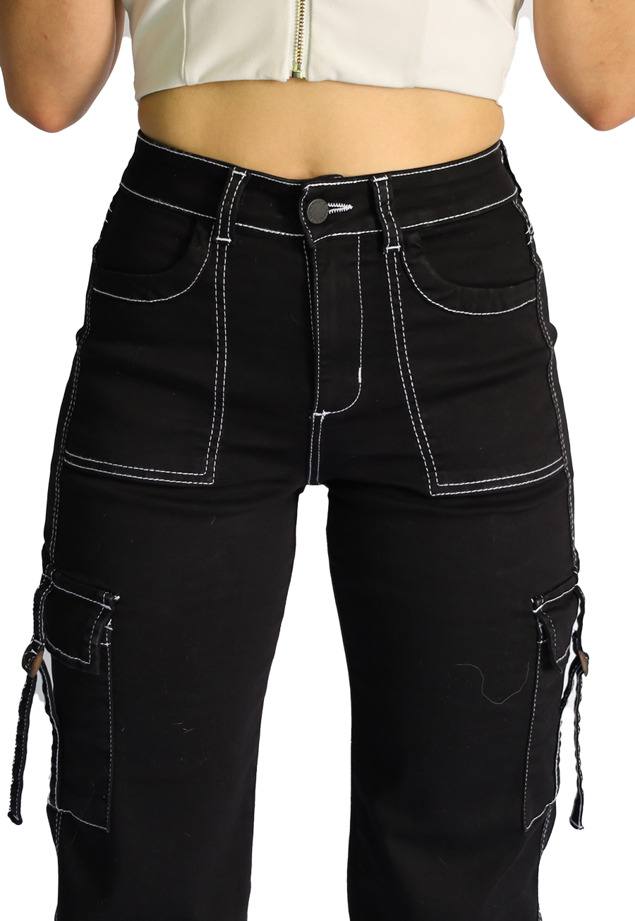 Jeans Cargo Negro Mujer JE3978N-2