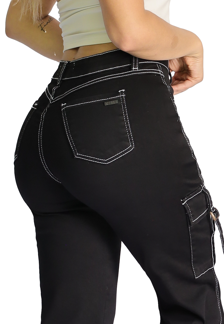 Jeans Cargo Negro Mujer JE3978N-3
