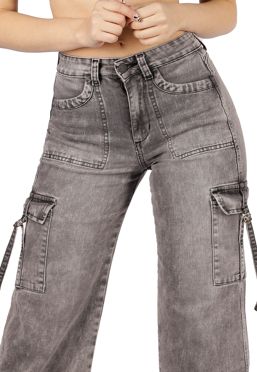 JEANS CARGO GRIS DAMA DIRTY JEANS-2