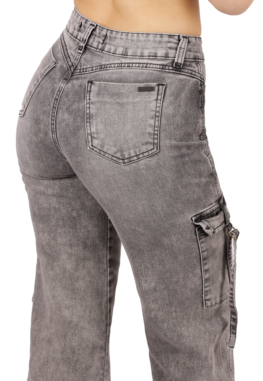 JEANS CARGO GRIS DAMA DIRTY JEANS-4