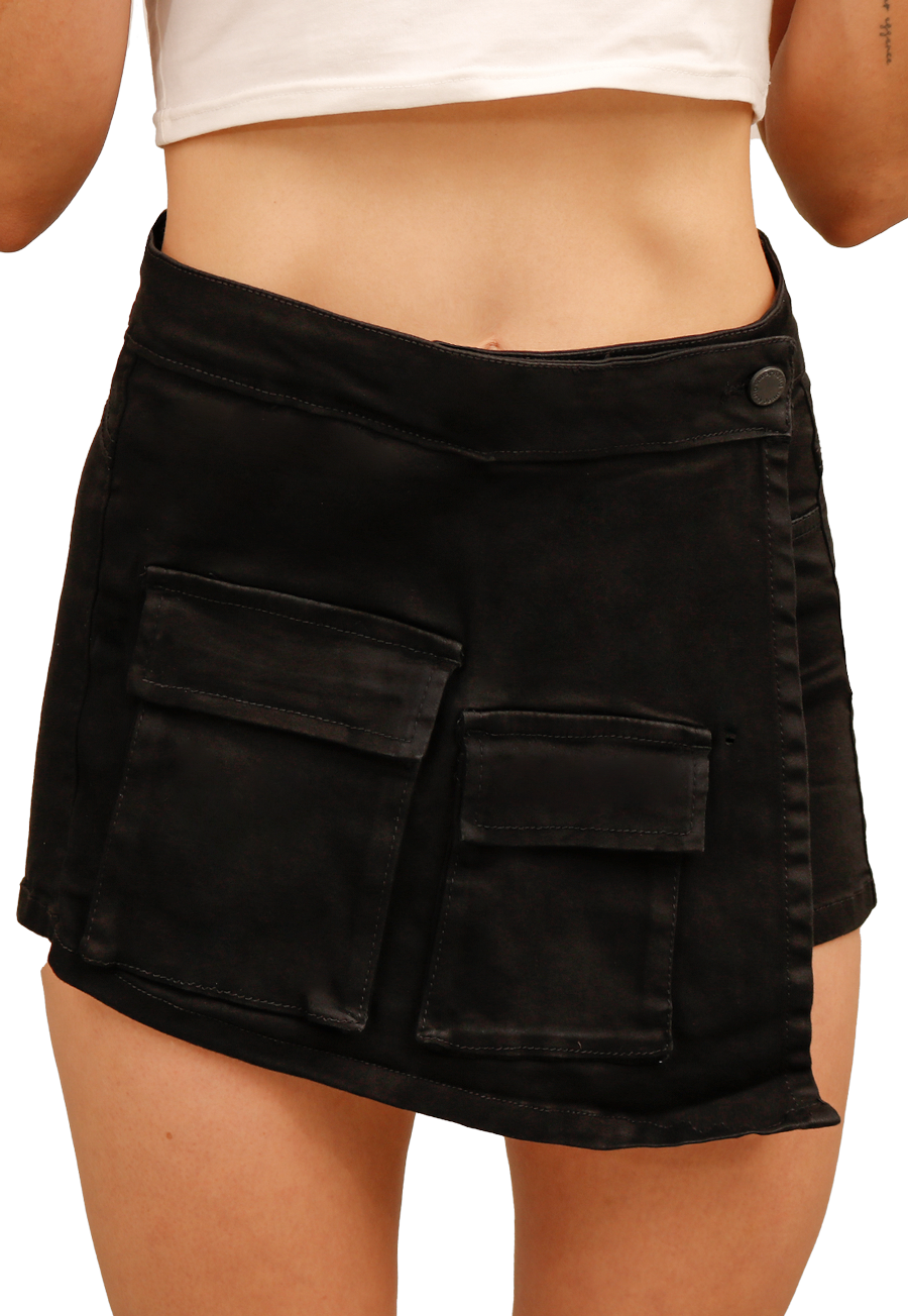 FALDA SHORT  NEGRO MUJER SH3801N-2
