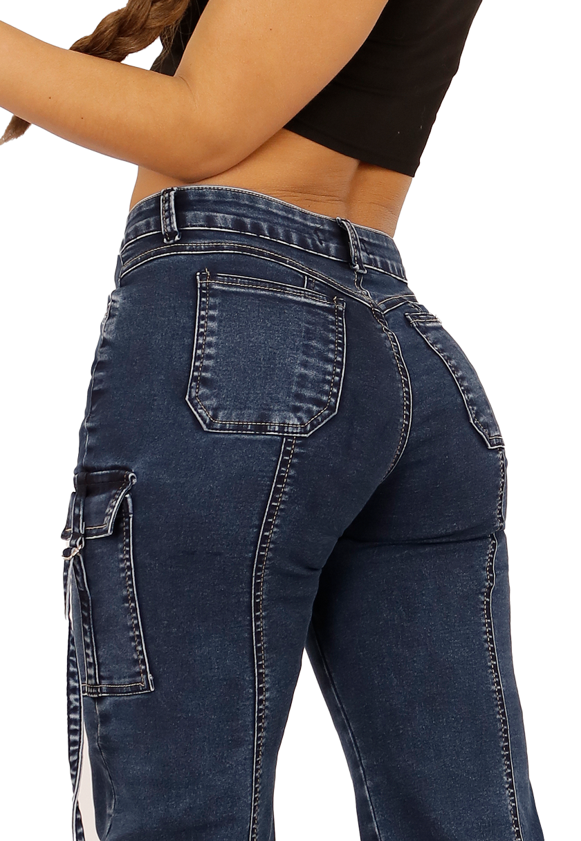 JEANS CARGO AZUL MUJER JE3709A-3