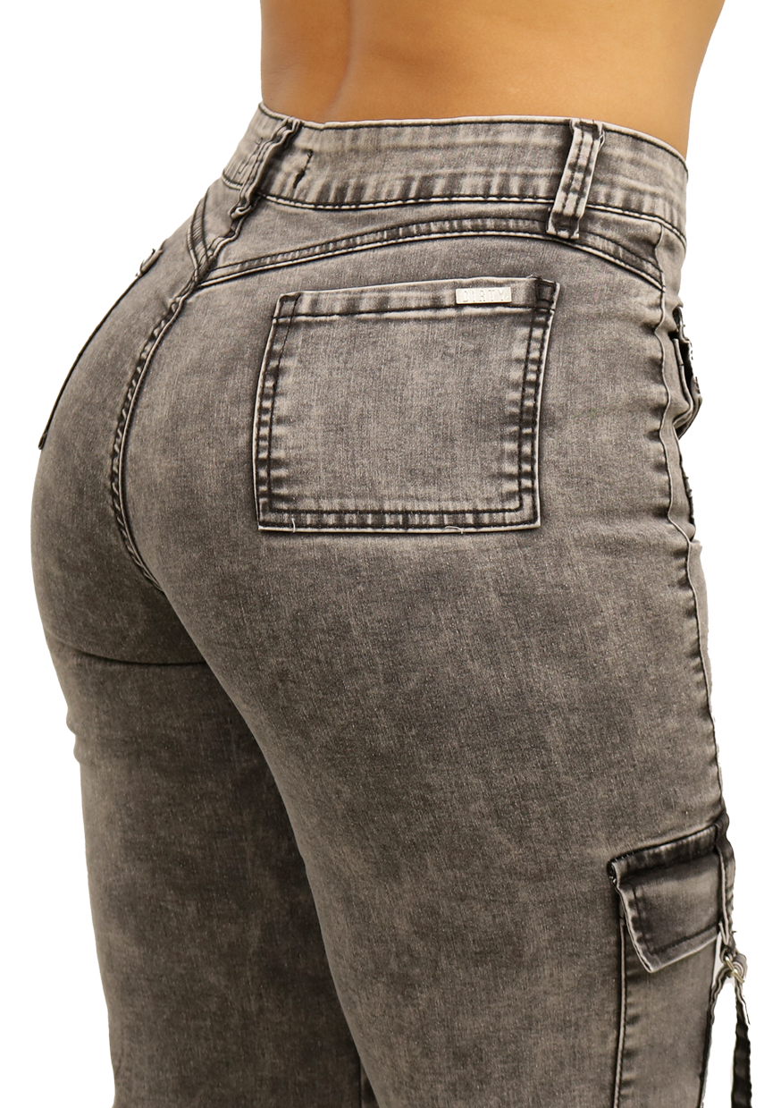 JEANS CARGO NEGRO MUJER JE3743GC-3