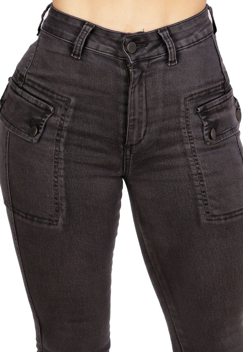 JEANS CARGO NEGRO MUJER JE3318N-2