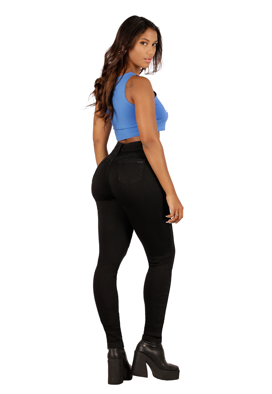 Jeans Pitillo Negro Azul-1
