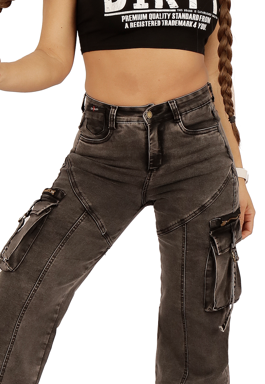 JEANS CARGO GRIS MUJER JE3711G-2