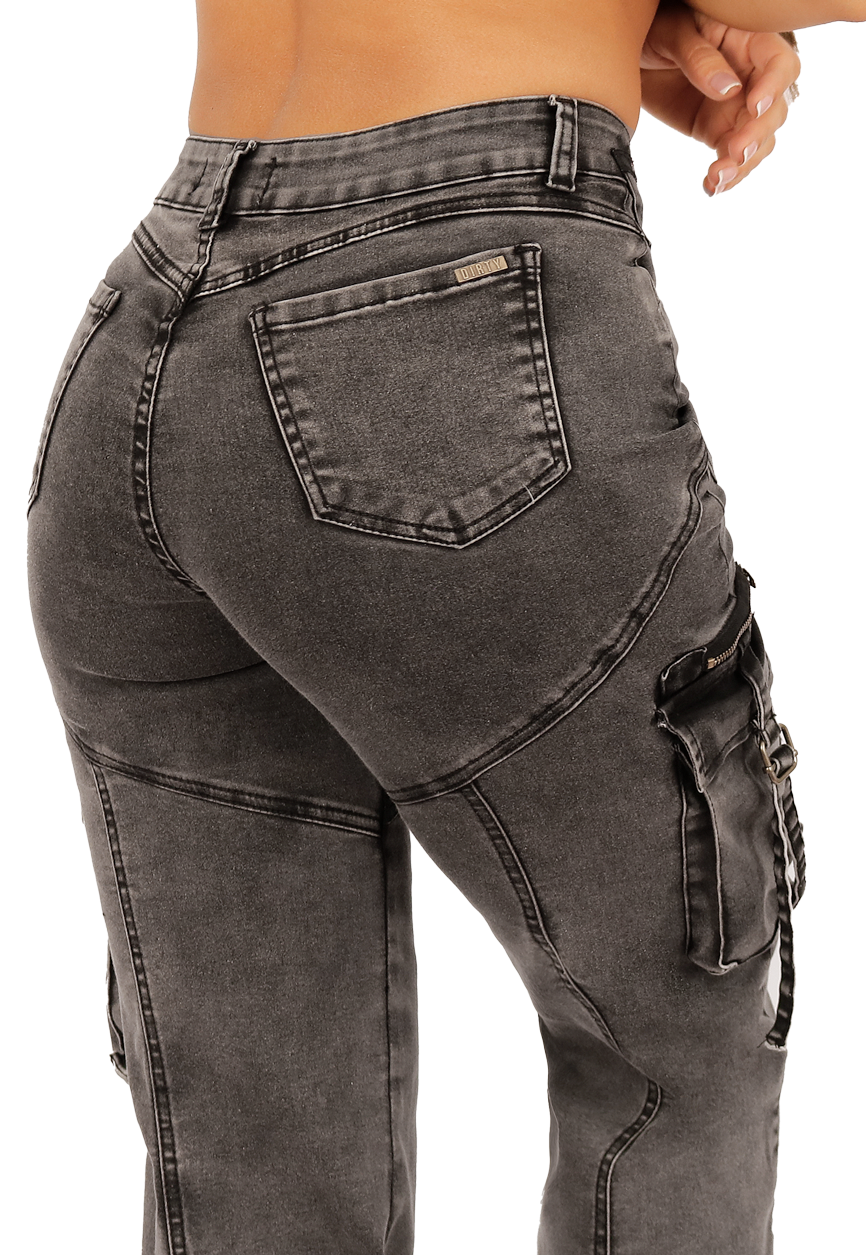 JEANS CARGO GRIS MUJER JE3711G-3