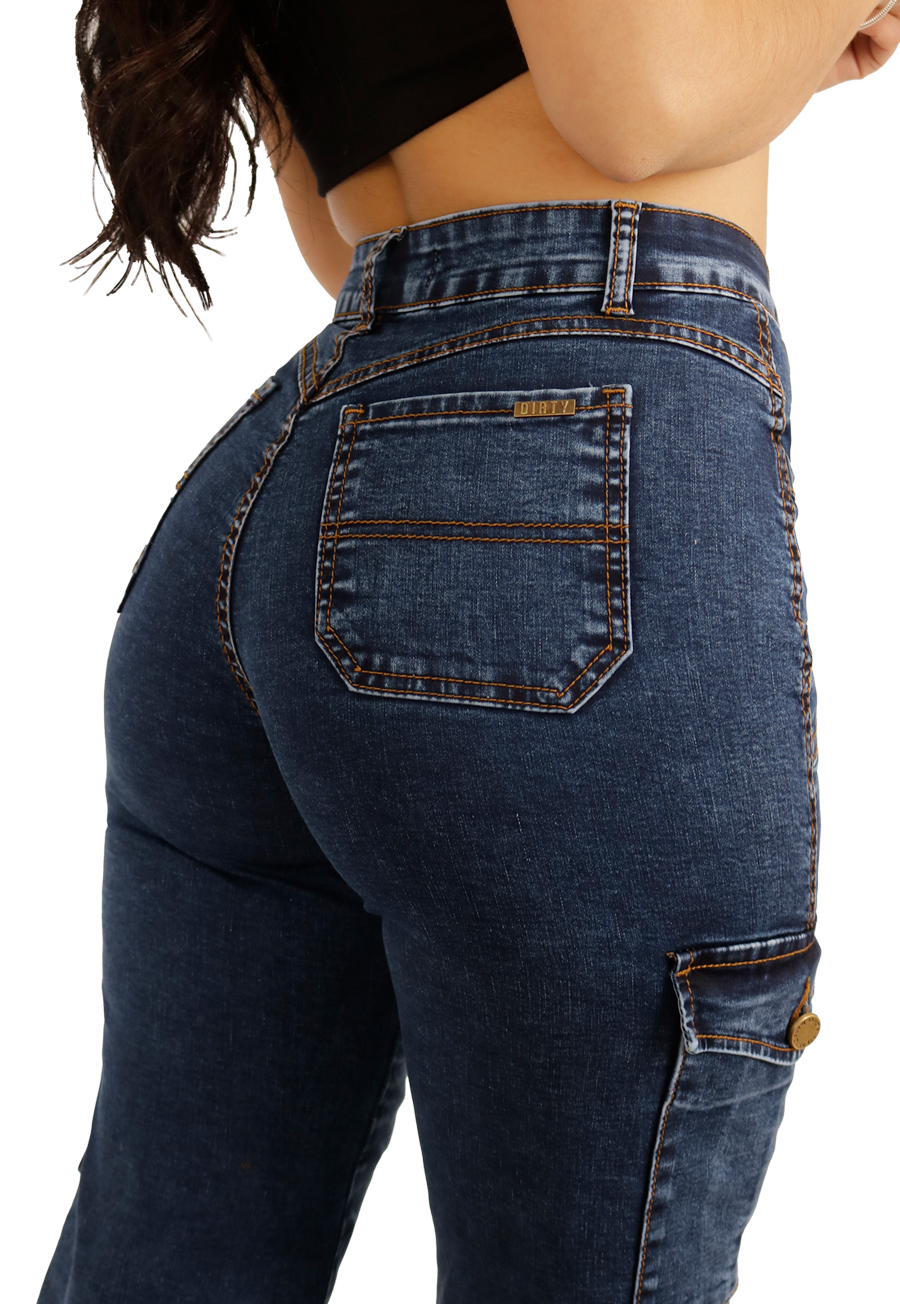 JEANS AZUL CARGO MUJER JE3678A-3