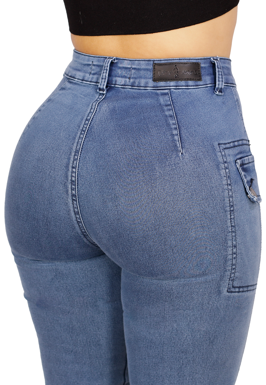 Jeans Celeste Pitillo Cargo Mujer-3