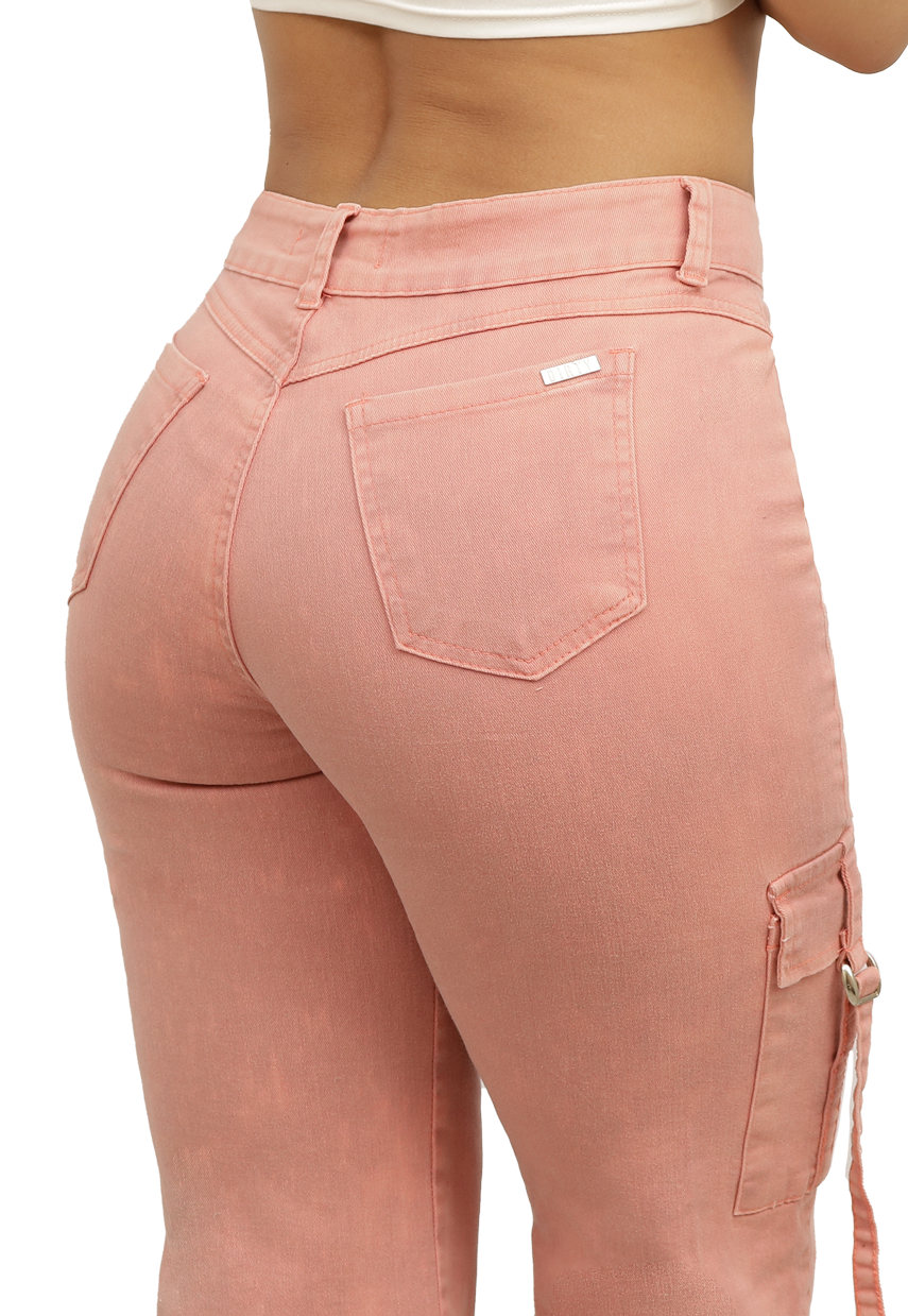 JEANS CARGO ROSA MUJER JE3872RO-3