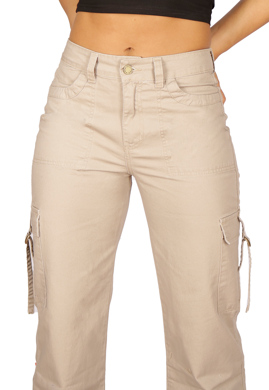 Jeans Cargo Beige Mujer-2