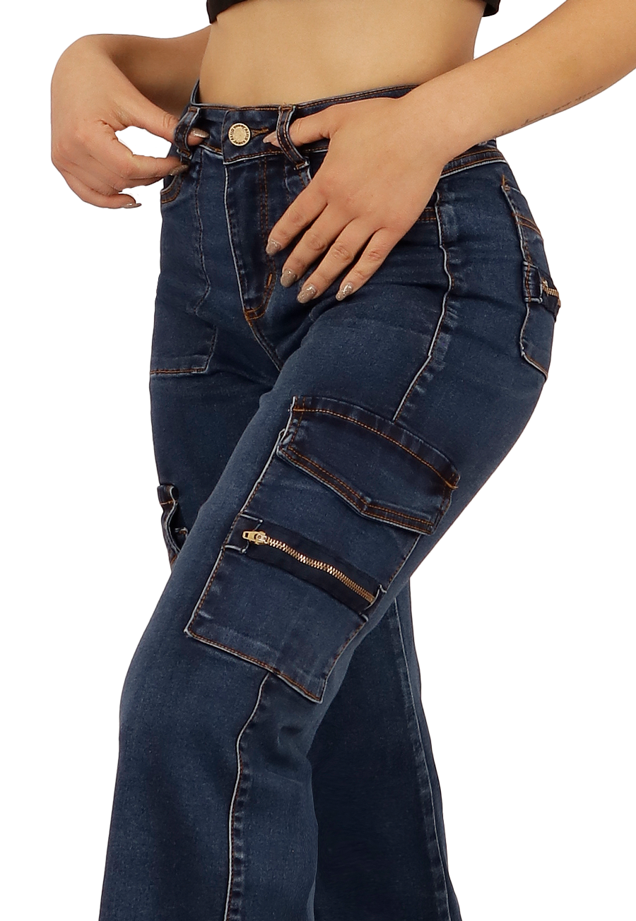 JEANS CARGO AZUL MUJER JE3705A-2