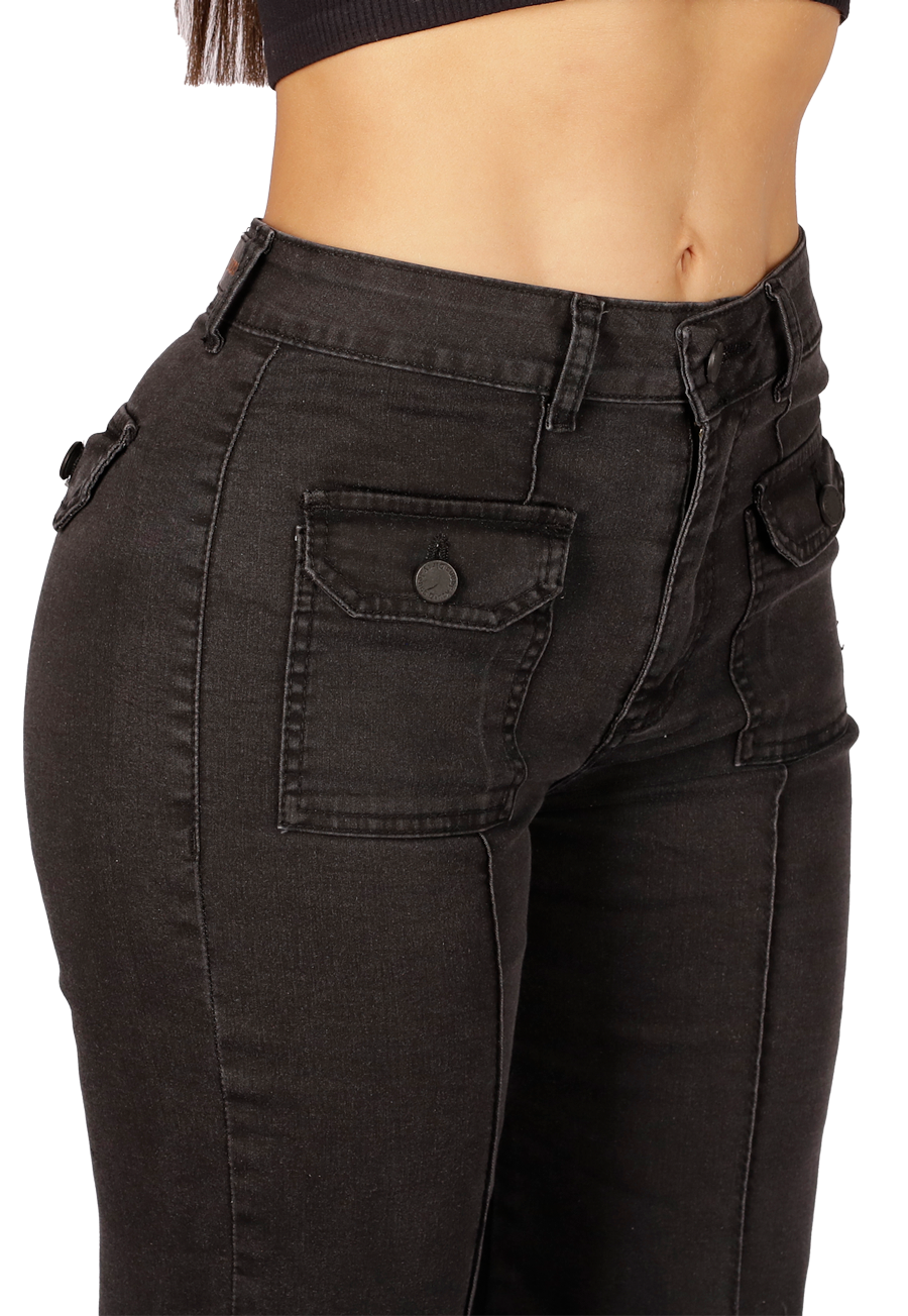 JEANS NEGRO ELASTICADO MOM MUJER JE3517N-3