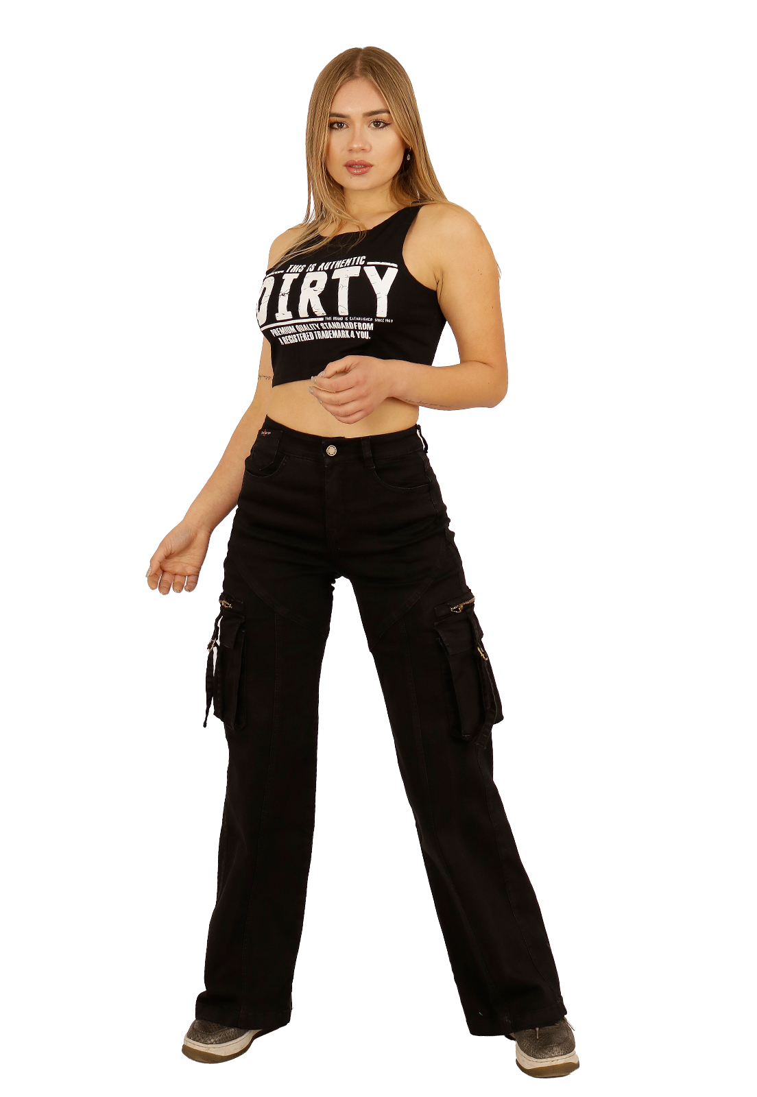 JEANS CARGO NEGRO MUJER JE3711N-0