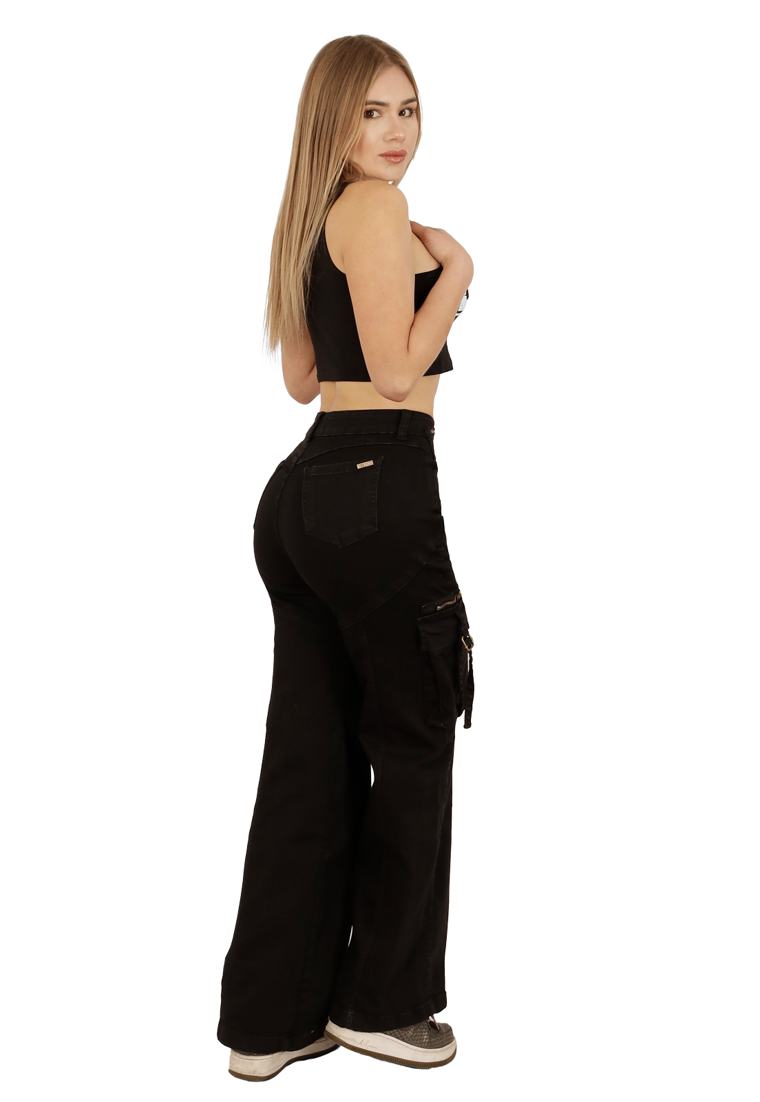 JEANS CARGO NEGRO MUJER JE3711N-1