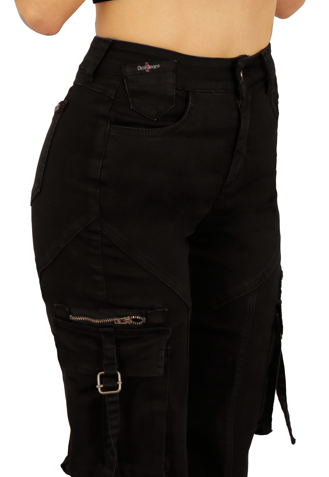 JEANS CARGO NEGRO MUJER JE3711N-2