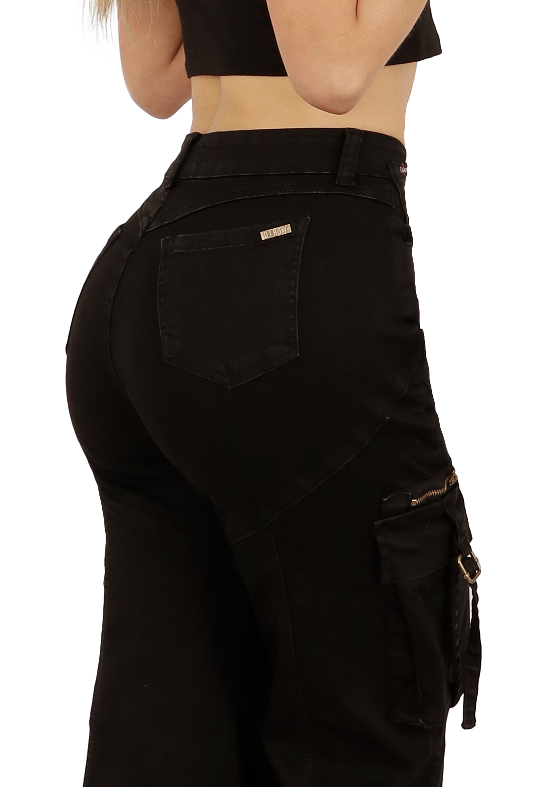 JEANS CARGO NEGRO MUJER JE3711N-3